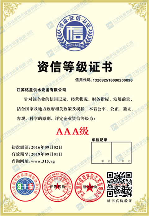 资信等级证书